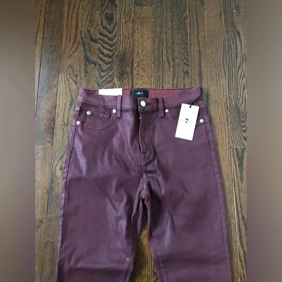 7 for all Mankind Women’s 29 High Waist Slim Kick Cropped Jeans in Ruby - NWT! - Picture 5 of 16